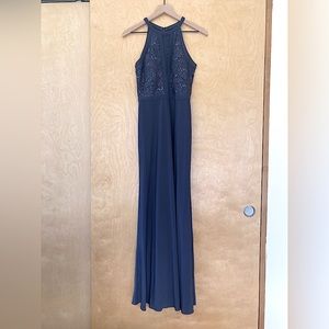 Morgan & Co. Dark Gray Lace and Sequin Maxi Dress